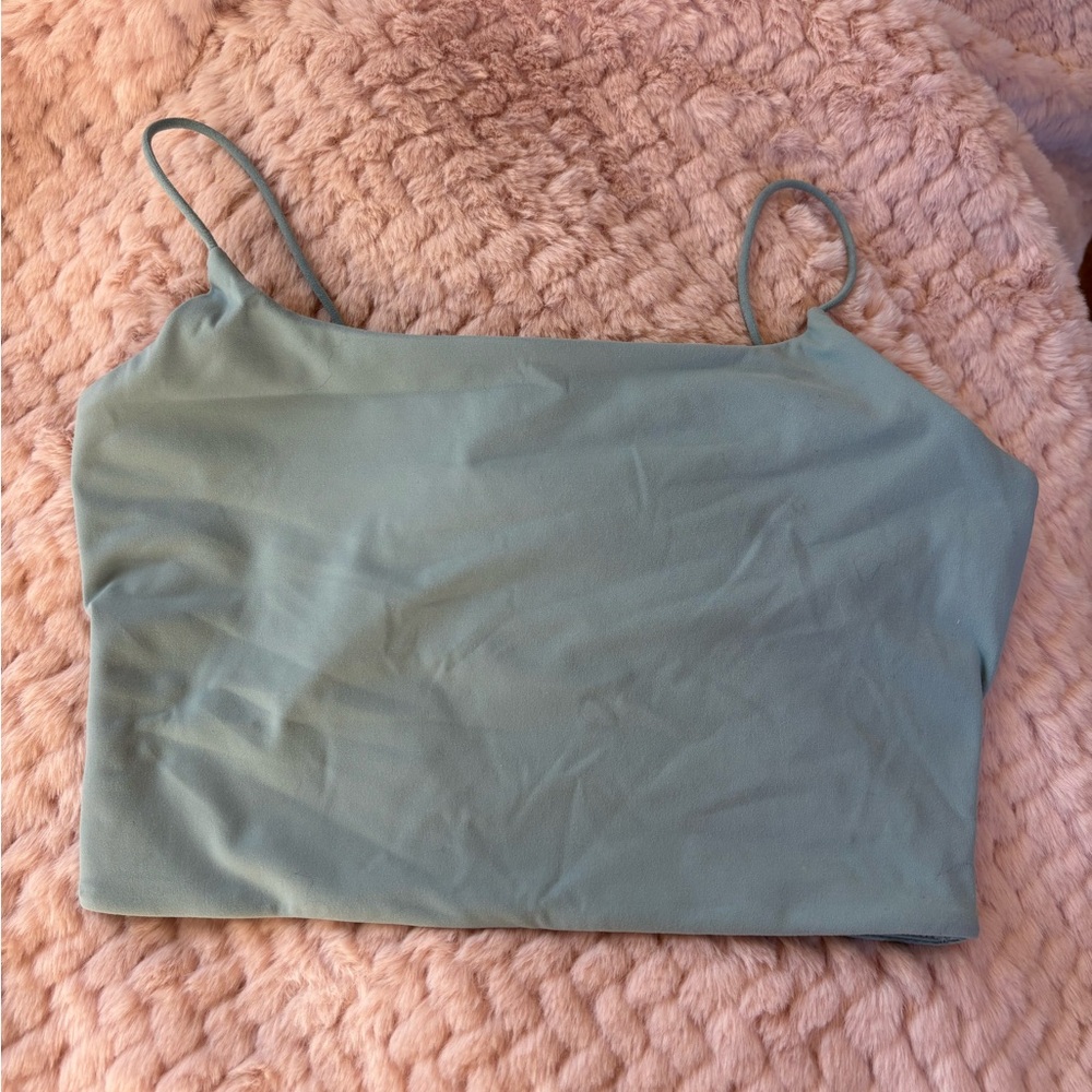 Teal Garage Crop Tank Top
